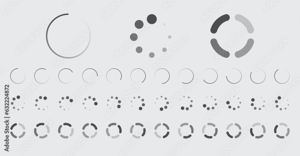 Fototapete circular loading buffering icons vector set video ready for animation gif all keyframes frames bufri