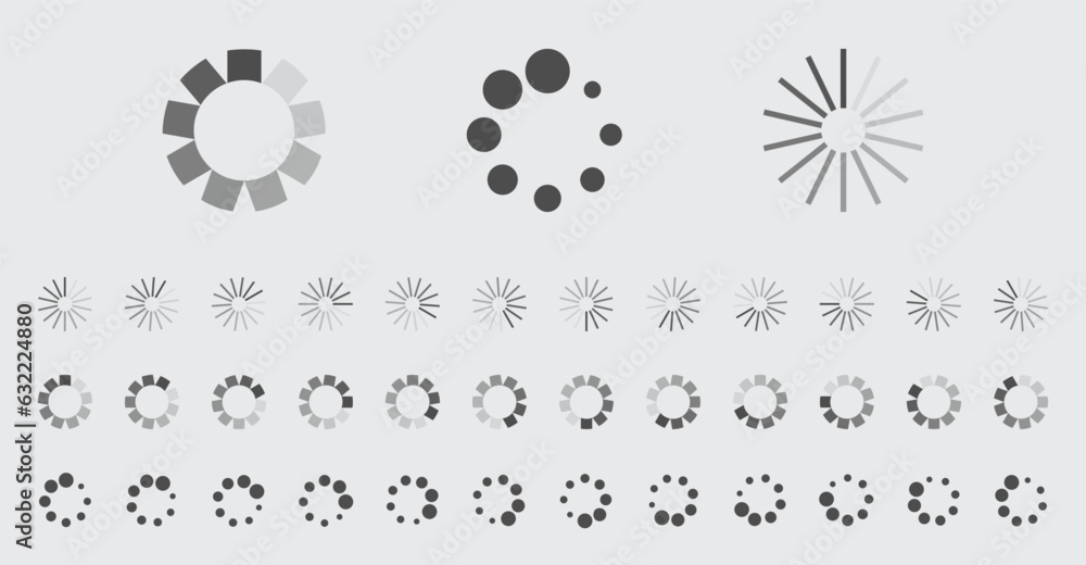 Fototapete circular loading buffering icons vector set video ready for animation gif all keyframes frames bufri