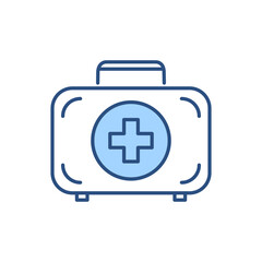 First aid kit related vector icon. Medical Suitcase with medical cross sign. First aid kit sign. Isolated on white background. Editable vector illustration