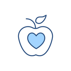 Healthy Food related vector line icon. Apple, heart. Isolated on white background. Vector illustration. Editable stroke