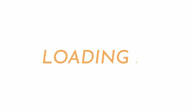 Slanted thin linear upper case orange 2D loading text animation. Cursive lettering animated cartoon 4K video loader motion graphic. Italic text, upper case letters download, upload progress gif