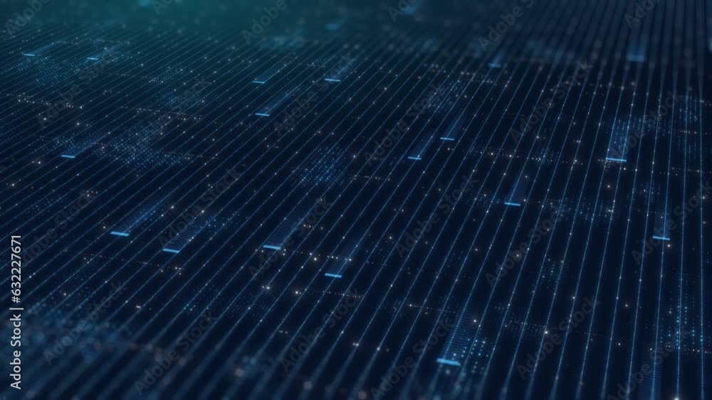 Poster technology concept abstract motion graphic background with blue theme, corporate intelligent data gr