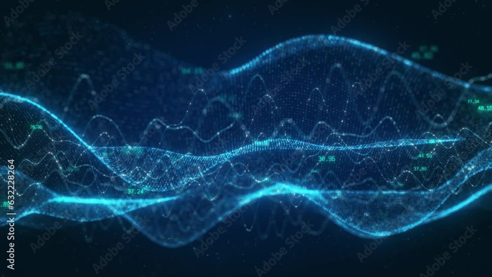 Leinwandbilder Futuristic Digital Wave Abstract Technology Concept with Data Flow and Coding Patterns, Information Technology Connection