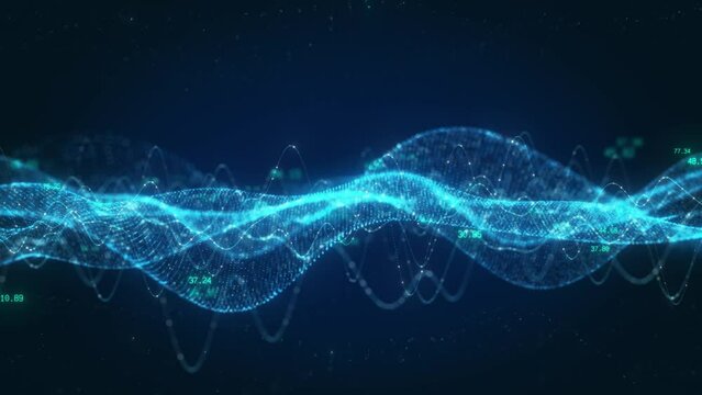 Futuristic Digital Wave Abstract Technology Concept with Data Flow and Coding Patterns, Information Technology Connection