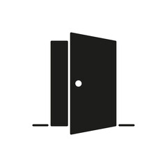 Door open black glyph icon on white background