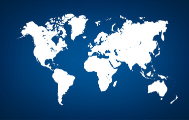 Fototapeta na wymiar World map on blue background