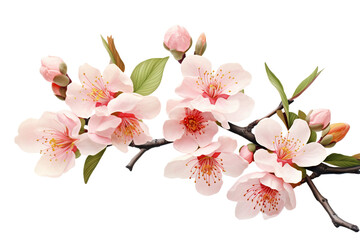 photorealistic close-up of Peach blossoms on white background isolated PNG