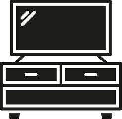 Tv cabinet black glyph icon on white background
