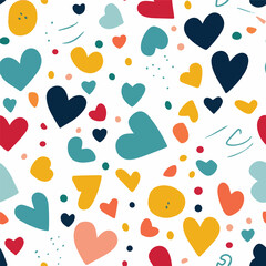 Fototapeta na wymiar vector seamless pattern hearts in various colors suitable for use as valentine and love day backgrounds