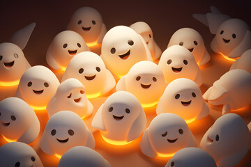 cute isometric ghost in halloween concept 3d ai generated