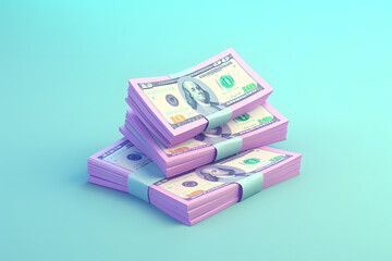 dollar banknotes pastel 3d ai generated