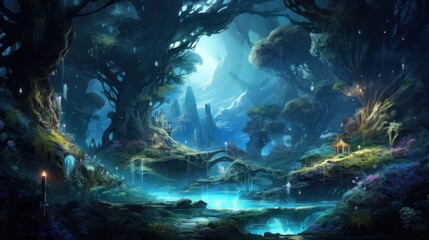Fototapeta na wymiar Amazing Fantasy Landscape Game Art