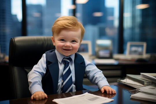 Smiling Baby Boss in the Office.