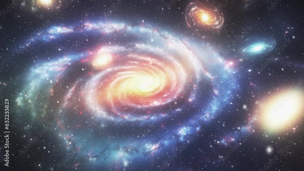 Poster galaxies in open space. video background on space theme.