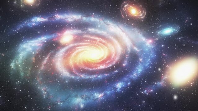 Galaxies in open space. Video background on space theme.
