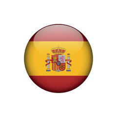Spain Flag Circle Button Vector Template
