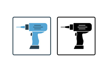 Drill Icon. Icon related to carpentry, construction, projects, applications, and user interfaces. solid icon style. Simple vector design editable