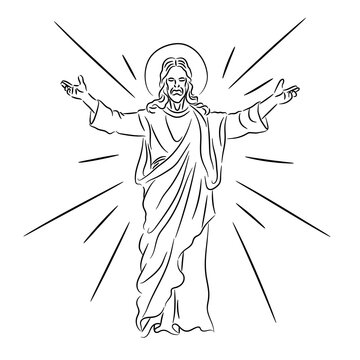 jesus christ black and white line art clip art preview