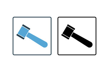 Hammer Icon. Icon related to carpentry, construction, projects. solid icon style. Simple vector design editable