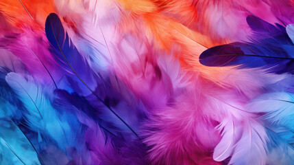The beautiful colorful feather bird texture background in the futurism