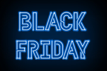Neon Black Friday lights glowing on a black background.