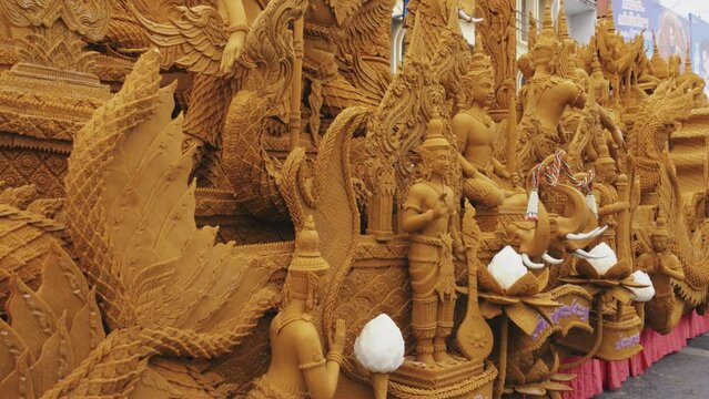 Korat Candle Festival 2023, Nakhon Ratchasima Municipality, Mueang District, Nakhon Ratchasima Province, name of the event "Candle Light of Faith Korat Candle Parade, Thailand 03-08-2023