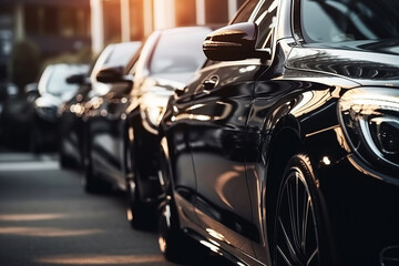 luxury modern black car close-up. Generative AI