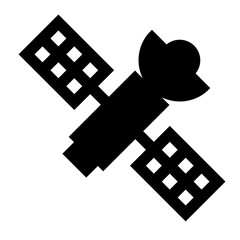 宇宙、人工衛星を表す塗りつぶしスタイルのアイコン