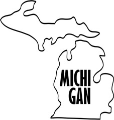 outline drawing of michigan state map. - obrazy, fototapety, plakaty