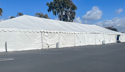 An extra large white tent for commercial events of emergency disaster relief