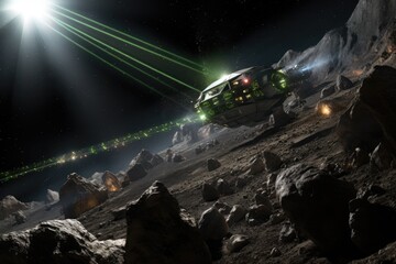 laser mining technology targeting an asteroid