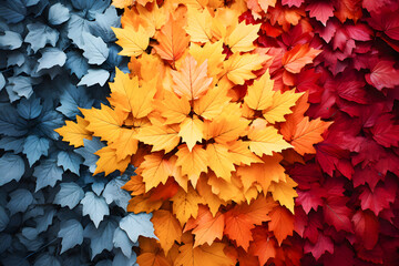 Naklejka na ściany i meble sorted colors autumn leaves background ai generated art