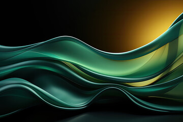 Abstract green and dark green swirl wave flag. Flow liquid lines design element