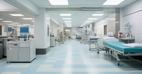 Exclusive Comfort: Empty Private Hospital Room Interior. Clean Hospital without patients