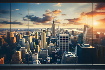 new york city skyline through the window AI generated art