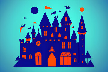 Castle in the night, spooky diorama. Generative AI