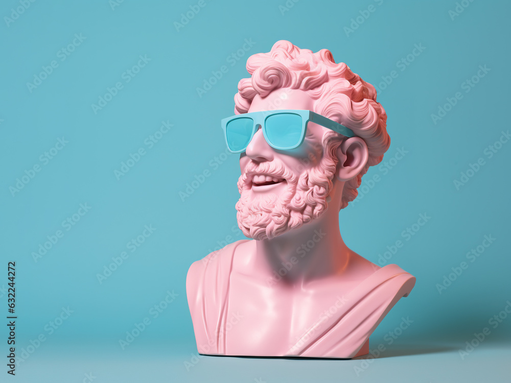 Canvas Prints ancient bust of a smiling man in sunglasses.