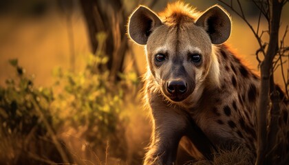 Photo of a hyena in its natural habitat