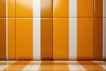 Fond de carreaux de sol et de mur en céramique orange. Motif simple sans couture pour fond de mur d'hôpital, de cantine et de cuisine. IA