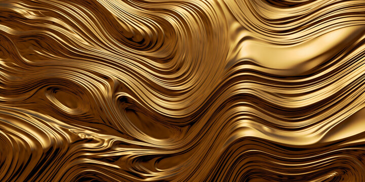 Golden dynamic texture, luxury gold metal texture wave background, liquid background, generated ai