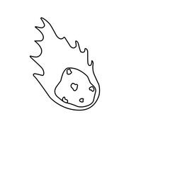 Doodle Hand Drawn Fiery Space Meteorite