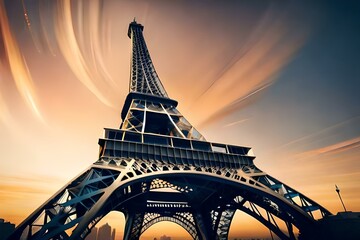 Eiffel tower illustration. Generative AI