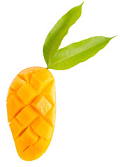 Fresh mango fruit slice with leave