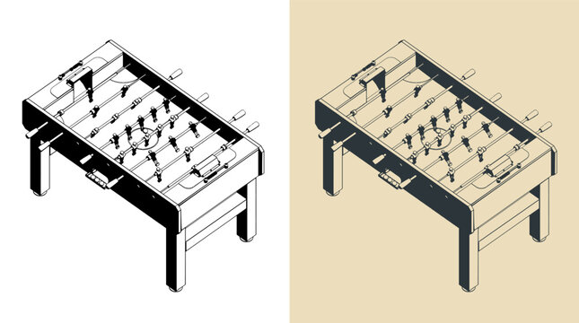 Classic foosball table isometric illustration