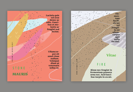 US Letter Flyer Overlapping Blobs Textured With Spots And Lines