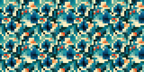 Fototapeta premium Pixelated Colorful Vibrant Geometric grid modern abstract pixel Noise Vector texture, Tile seamless pattern background