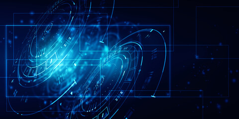 2d illustration Abstract futuristic electronic circuit technology background