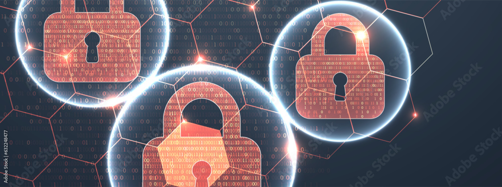 Poster secure digital space. virtual confidential, programming protection.