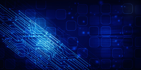 2d illustration Abstract futuristic electronic circuit technology background