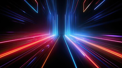 Abstract technology neon lines with light effect